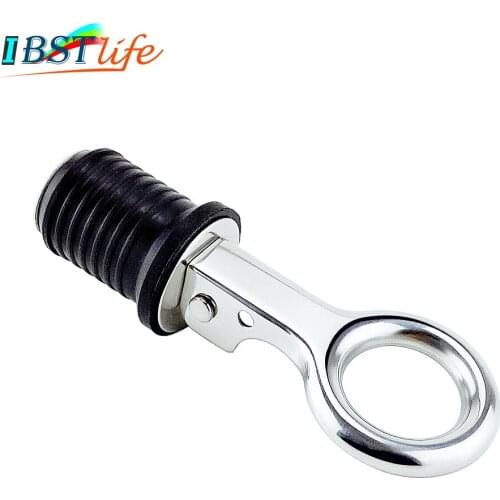 Stainless steel 304 Handle Rubber Drain Plug Snap Tight Flip Style Hull Livewell bilge transom seawall marine boat accessories
