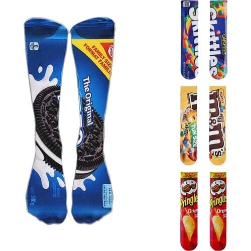 NEW Harajuku Funny Socks Food candy/Pizza/Biscuit Printed Cute Socks Man Milk Creative Life Sokken Chaussette Femme