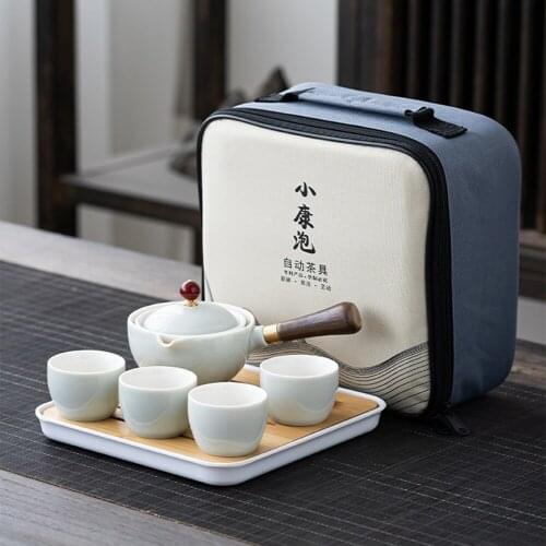 Portable Lazy Kung Fu Tea Set Tea Cup Teapot 360 Automatic Spinning Creative Tea Making Teaware Sets Chinese Tea Ceremony Gift