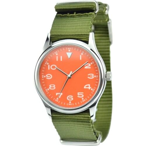 Casual Watch in Nylon Band Orange Face Green Band - Unisex - Free shipping worldwide I Welcome Wholesale