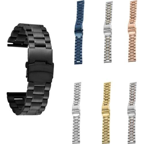18 20 22 mm Stainless Steel Watches Band Replacement Bracelet Strap Firm Folding Clasp with Safety Wristwatch Band