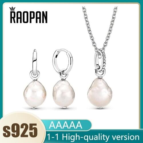 Pearl Charm Pendant 925 Sterling Silver 2021 Autumn New 1:1 Original Logo Freshwater Cultured Baroque Pearls Hoop Earrings