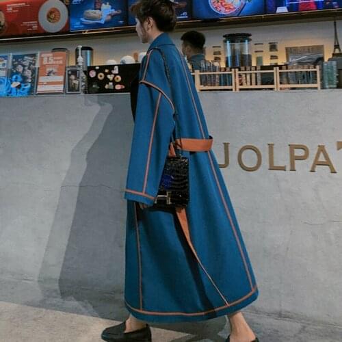 Korean version loose Windbreaker womens mid-length 2020 new autumn fashion popular jacket female Lace up the waistautumn coat23