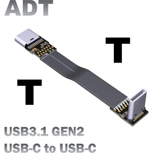 ADT FPV USB 3.1 Type C To Type C Elbow Flexible Flat FFC Ribbon Cable Gen2x1 10Gbps For Aerial Photography Gopro DSLR Gimbal Kit