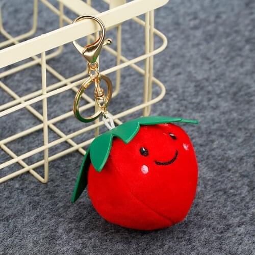 Tomato Key Chain Trinket Car Keyring Plush Toy Dolls For Cell Phone for Car Little Fruits Plants Accessories Bag Key Ring EH302
