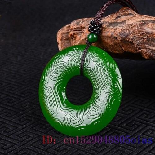 Green Jade Pendant Chinese Necklace Amulet Double-sided Women Charm Carved Fashion Jewelry Natural Gifts