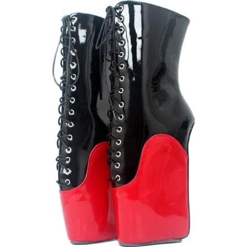 7" High Wedge Ballet Heel Boots PU Leather Pointed toe Lace up Ankle Boots Size 36-46