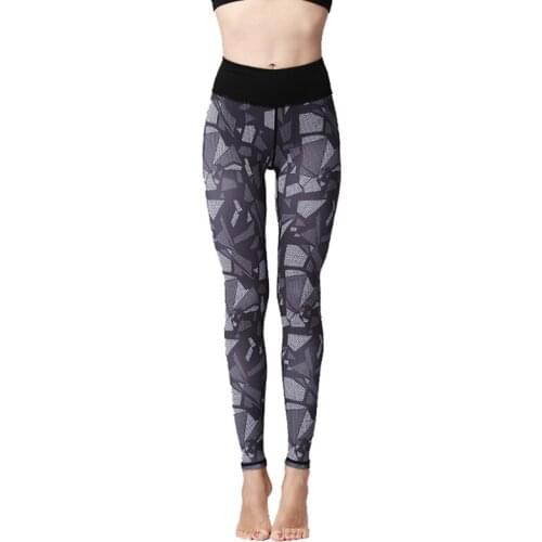 LUKITAS Women Fitness Yoga Trousers Printed High Waist Elasticity Quick Dry Running Training Gym Tight Sport Pants Leggings 2018