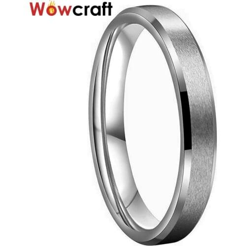 4mm Original Tungsten Carbide Ring 4mm for Women Wedding Engagement Matted Finish Comfort Fit Beveled Edges