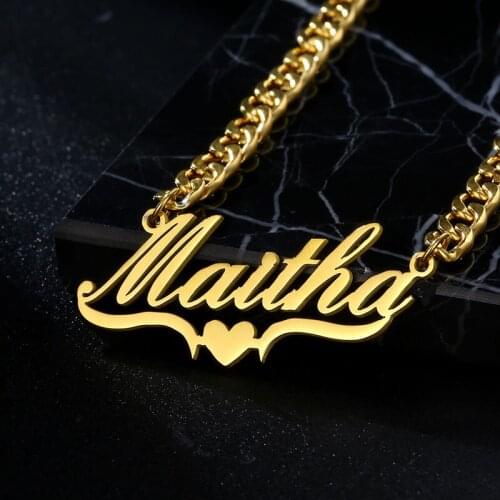 Custom Stainless Steel Gold 5mm Cuban Chain Name Necklace Pendant Jewelry Customized Personalized Letter Necklaces for Men Women