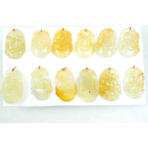 Natural stone Quartz crystal Turquoises Chalcedony Zodiac signs pendant for diy jewelry Making necklace Accessories 1Pcs