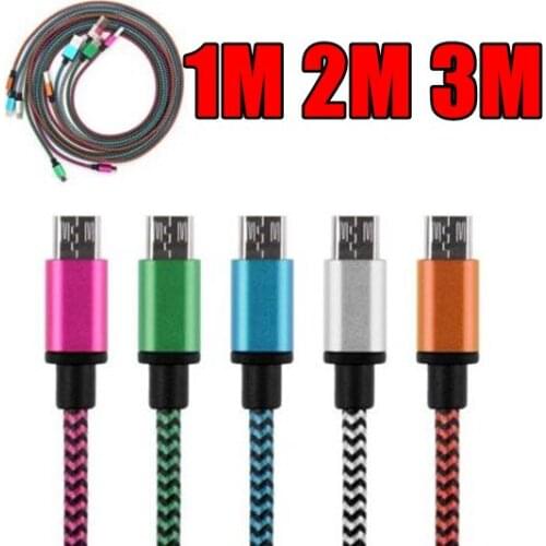 2M 3M 1M Aluminum alloy Micro fabric braided nylon cloth usb data sync charger for samsung s7 s6