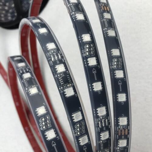 5m DC24V WS2811 60LEDs/m (10 pixes/m) BLACK PCB led digital strip;IP68;with epoxy resin filled in the tube