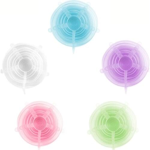 6pcs Silicone Caps Stretch Lids Universal Silicone Food Wrap Bowl Pot Lid Silicone Cover Pan Cooking Kitchen Accessories