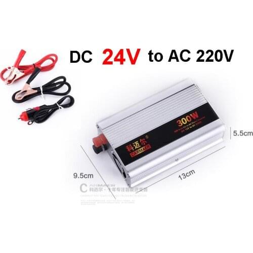 Free Shipping 300W DC 24V to AC 220V crocodile clip+The cigarette lighter line Power Inverter Converter Transformer Power Supply