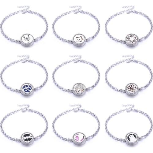 Perfume Bracelet Essential Oil Diffuser Aromatherapy Locket Bracelet 316L Stainless Steel Chain Lobster Buckle Diffuser Bracelet