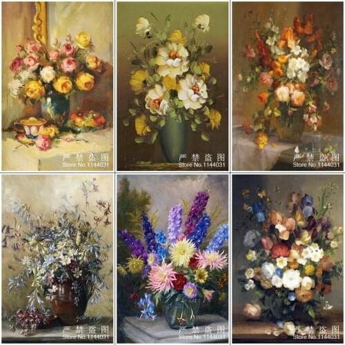 Oil painting Vase Full Diamond Mosaic Embroidery 5d Diamond Painting Cross Stitch Flower Sea Diy Diamond Painting Needlework