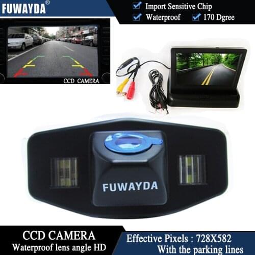 FUWAYDA Color Car Chip Rear View Camera for Honda Accord Pilot Civic Odyssey Acura TSX + 4.3Inch foldable LCD TFT Monitor HD