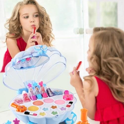 Childrens Cosmetics Toy Set Baby Princess Makeup Box Girl Play House Eye Shadow Nail Polish Storage Box Toy Gift for Girls