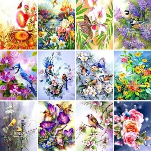 GATYZTORY Diy Frame Painting By Numbers For Adults Hand Painted Flowers And Birds Animal Picture By Number Kits Wall Decor Art