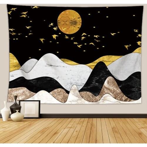 Cartoon Mountain and Sun Indian Bohemia Tapestry for Livingroom Photography Wall Decor