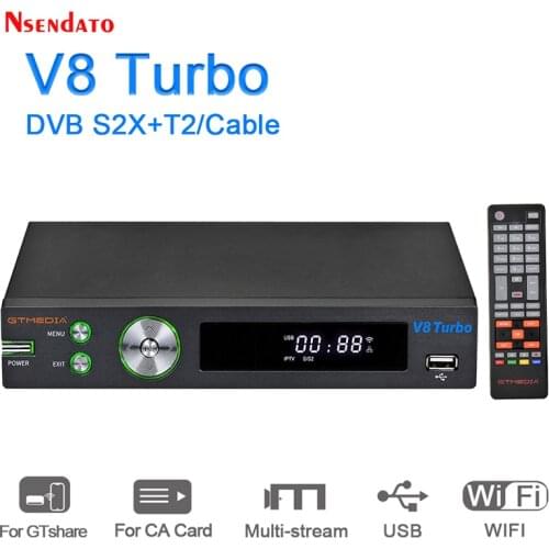 GTMEDIA V8 Turbo DVB-S2 S2X DVB-T2 Satellite Receiver WIFI H.265 HD 1080P TV BOX Decoder For Youtube Spain cam CA Card Slot