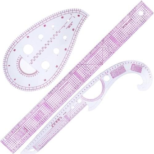 Imzay 3PCS French Curve Rulers Drawing Line Cutting Ruler Sewing Tailor Measure Clothing Patchwork DIY Craft Tools