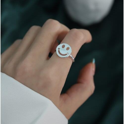 2021 Hot Sale Happy Smiley Face Punk Ring Opening Adjustable Big Large Retro Vintage Golden Gothic Women Jewelry Rings Gift