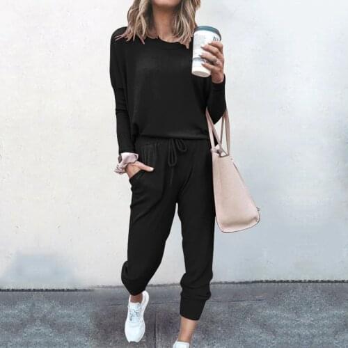 Pantsuit 2 Piece Suit Solid Color Spring Sportswear Set For Women Long Sleeve 2 Pcs Set Trouser Female Casual Outfit Sweatshirt
