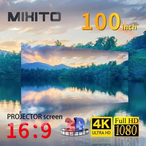 MIXITO 100-Inch Projector 16:9 Metal Curtain Anti-Light Screen Home Office Portable 3d High-Definition Enhanced Brightes Quality