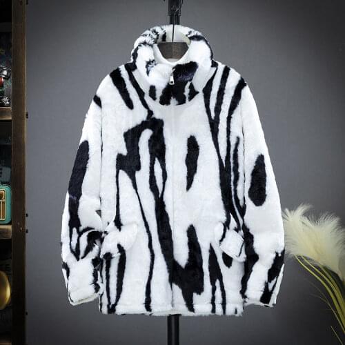 Men 2021 Winter Fashion Imitation Lamb Fur Jackets Male Loose Couple Faux Fur Coats Men Thicken Warm Stand Collar Overcoats O398