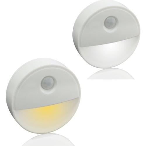 PIR Motion Sensor Wall Night Light Lamp Battery Power LED Under Cabinet Bedroom Kitchen Stair Magnet Emergency Puck Lights