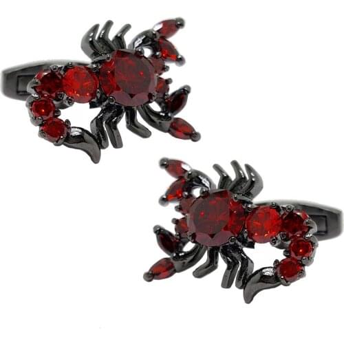 Novelty Black Scorpion Style Red Crystal Top Quality Rhinestone Hotsale Wholesale Cuff Links