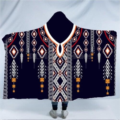 Plstar Cosmos Bear Totem/Native Indian Hooded Blanket 3D full print Wearable Blanket Adults men women style-1