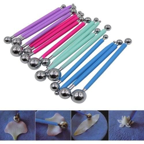 Wholesale 10 Sets(4 Pcs/set) Cake Flower Modelling Ball Tools Pastry Fondant Decorating Sugarcraft Mold Tools