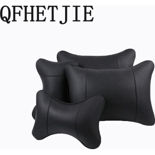 Car Headrest Arificial Leather Pillow Car with A Pair of Four - piece Car Pillow Cushion Lumbar Support Waist Backrest