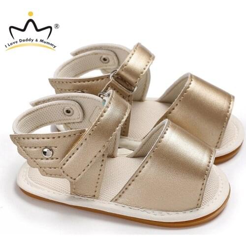 Summer Baby Sandals Solid Color Angel Wings Soft PU Leather Baby Girl Sandals Non-slip Rubber Sole Baby Shoes Boy Girls Toddler