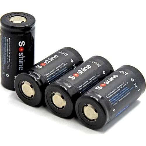 Soshine NCR 32650 3.7V 6500mAh Protected Rechargeable Li-ion Battery (1 Pair)