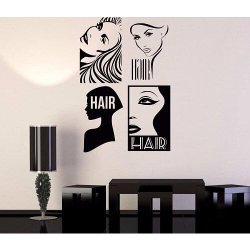 Modern Sexy Girls Hairstyle Vinyl Wall Art Sticker Window Decal Barber Shop Hairdressers Salon Haircut salon Signboard B027