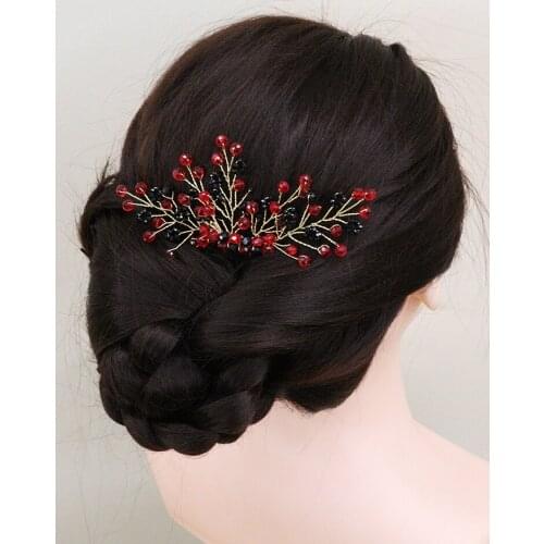 Bohemian Black Red Headdress Crystal Headpieces Chic Women Hair Jewelry Tiara Wedding Bridal Hair Accessories for Party