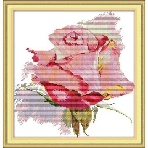Joy Sunday Cross Stitch,Set for Embroidery Kit,11&14CT Painting Printed On Fabric,Flowers,Rose Vase Printed Pattern Cross-stitch