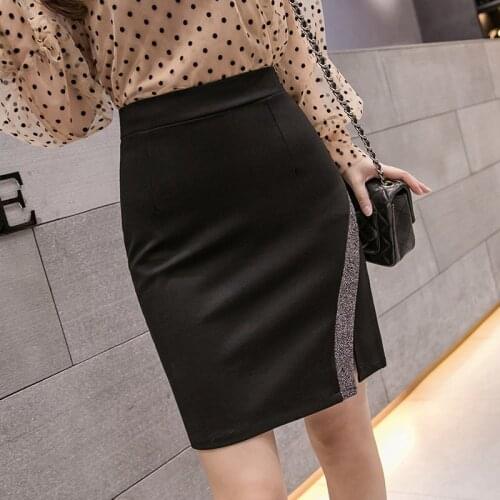 Stretch high waist bag hips skirt women mid-length slim split skirt wedding ceremony festive long skirts office lady clothes