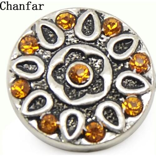 Yellow Color Rhinestone Style Snap Button Charm Fit 18MM Snap Button jewelry