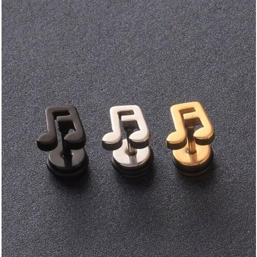 Exquisite Fashion Musical Note Titanium Steel Stud Earrings for Men Women Gold Color Earring Trend Music Party Jewelry Best Gift