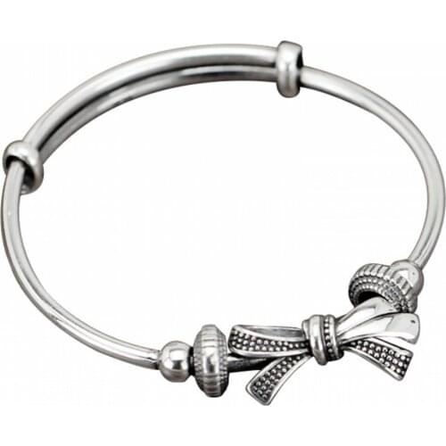 BOCAI s999 Sterling Silver bracelet for women retro fashion bow silver bracelet pure silver bracelet gift for girlfriend