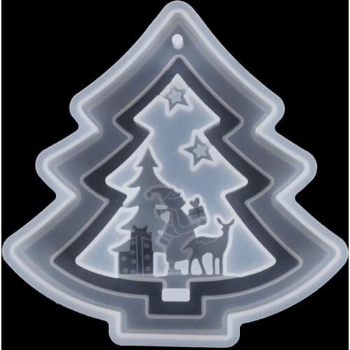 1PC Hanging Tags Making Xmas Molds Silicone Christmas Tree Resin Mold Star Crystal Epoxy Resin Pendant DIY Crafts