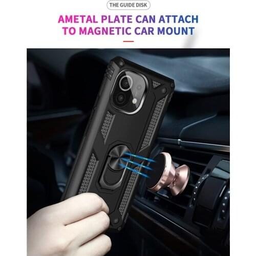 100Pcs/Lot Shockproof Armor Phone Cases For Xiaomi 11 11i Poco F3 For Redmi K40 Pro With Car Ring Bracket