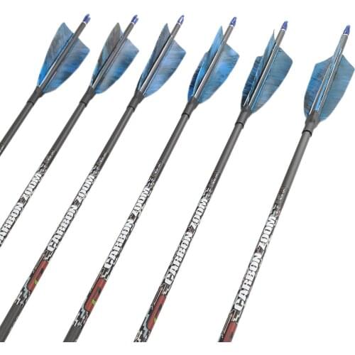 Archery Carbon Arrow Spine 400-1100 ID4.2mm Shafts Turkey Feathers Recurve Bow Longbow Hunting Shooting 12PCS