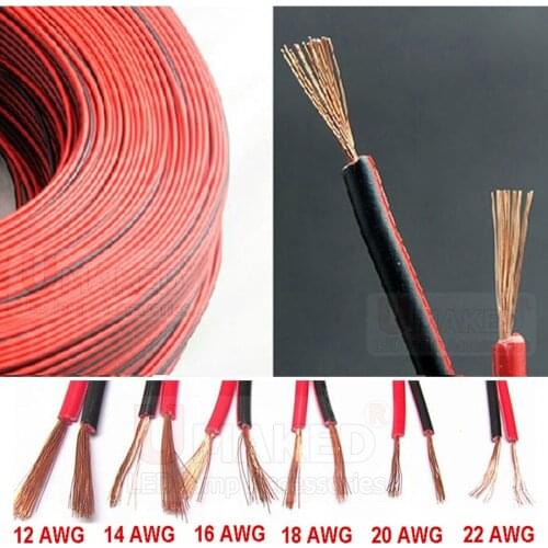 14/16/18/20/22awg 2pin copper wire,extension cable wire, red black LED strip electronic wire cable, DIY connect, Free shipping