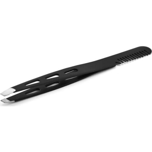 1PC Multifunctional Eyebrow Tweezer Hair Beauty Slanted Puller 2 in 1 Stainless Steel Eyebrow Clips Brush Combs Eyebrow Tool